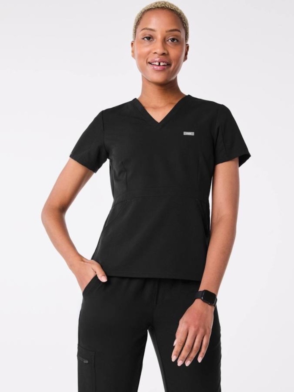 FIGS Adra V Neck scrub top - Black- Size Small